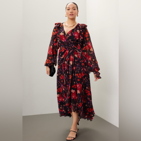 Slate & Willow Dresses & Skirts - SLATE AND WILLOW FLORAL MIDI WRAP DRESS- EUC- XXL